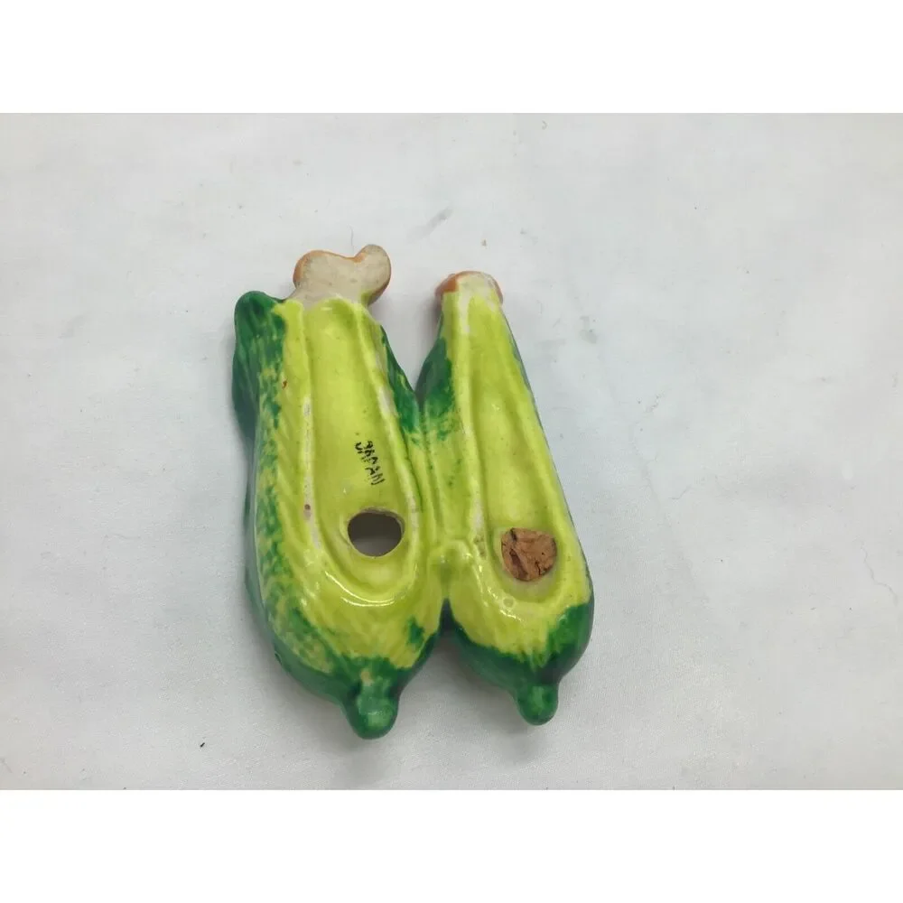 RARE Salt and Pepper Shaker Corn One Piece Cork Stopper  Ceramic Japan 1950's